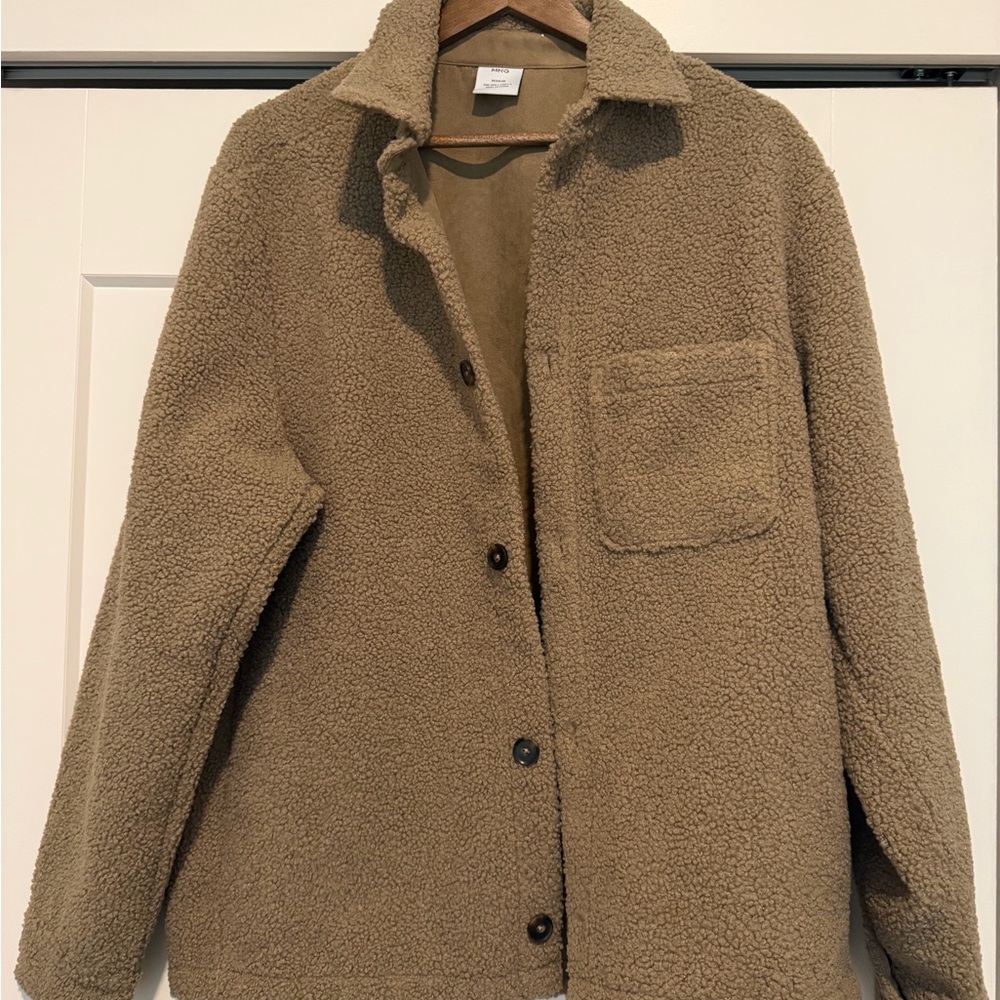 Mango Plush Sherpa-like Jacket in Camel